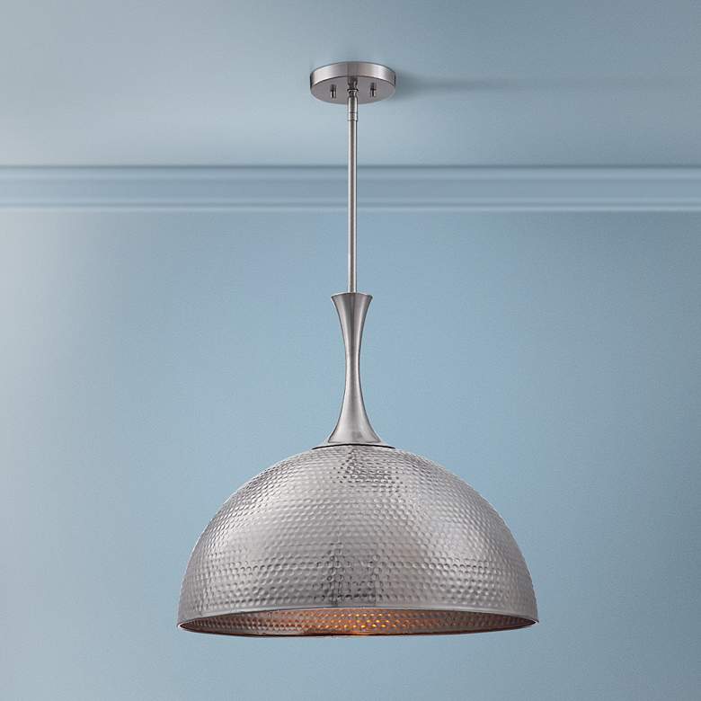 Image 1 Raynott 23 1/2" Wide Brushed Nickel Dome Pendant Light