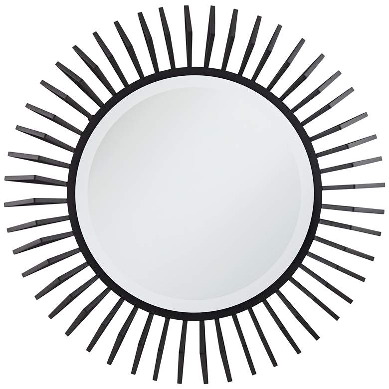 Image 2 Rays Matte Black 32 1/4" Round Sunburst Wall Mirror
