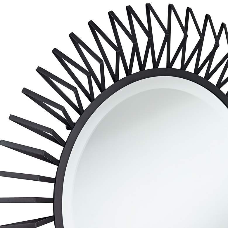 Image 3 Rays Matte Black 32 1/4 inch Round Sunburst Wall Mirror more views