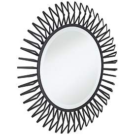 Image5 of Rays Matte Black 32 1/4" Round Sunburst Wall Mirror more views