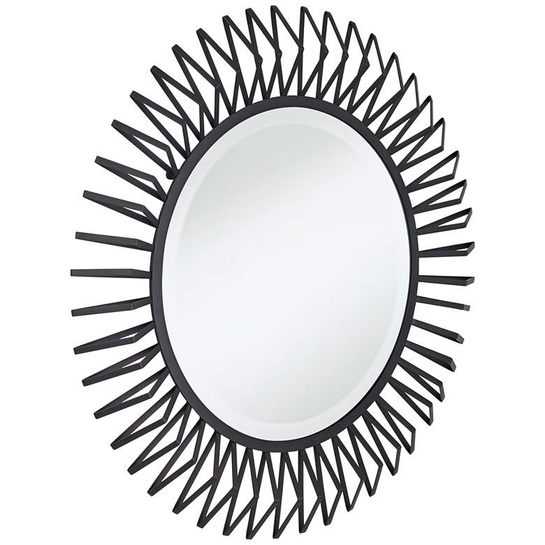 Image 5 Rays Matte Black 32 1/4" Round Sunburst Wall Mirror more views
