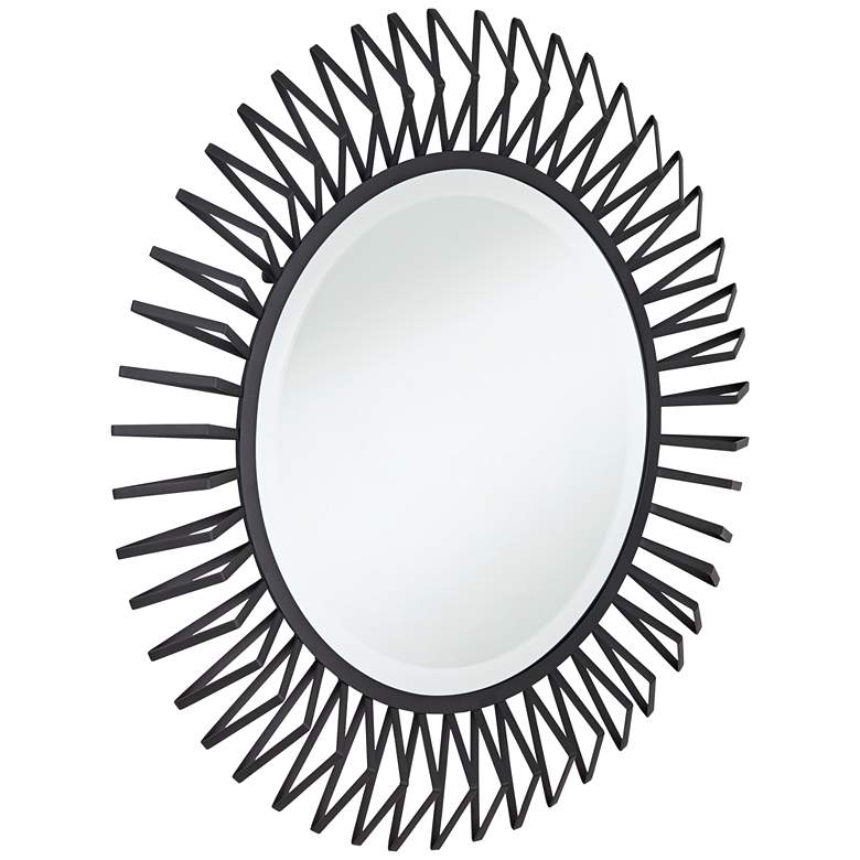 Image 5 Rays Matte Black 32 1/4 inch Round Sunburst Wall Mirror more views