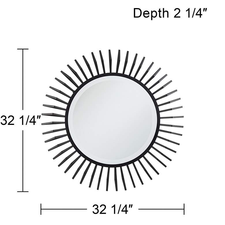 Image 7 Rays Matte Black 32 1/4" Round Sunburst Wall Mirror more views