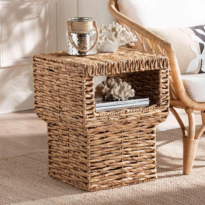 Image 1 Raziel 17 3/4" Wide Natural Brown Water Hyacinth End Table