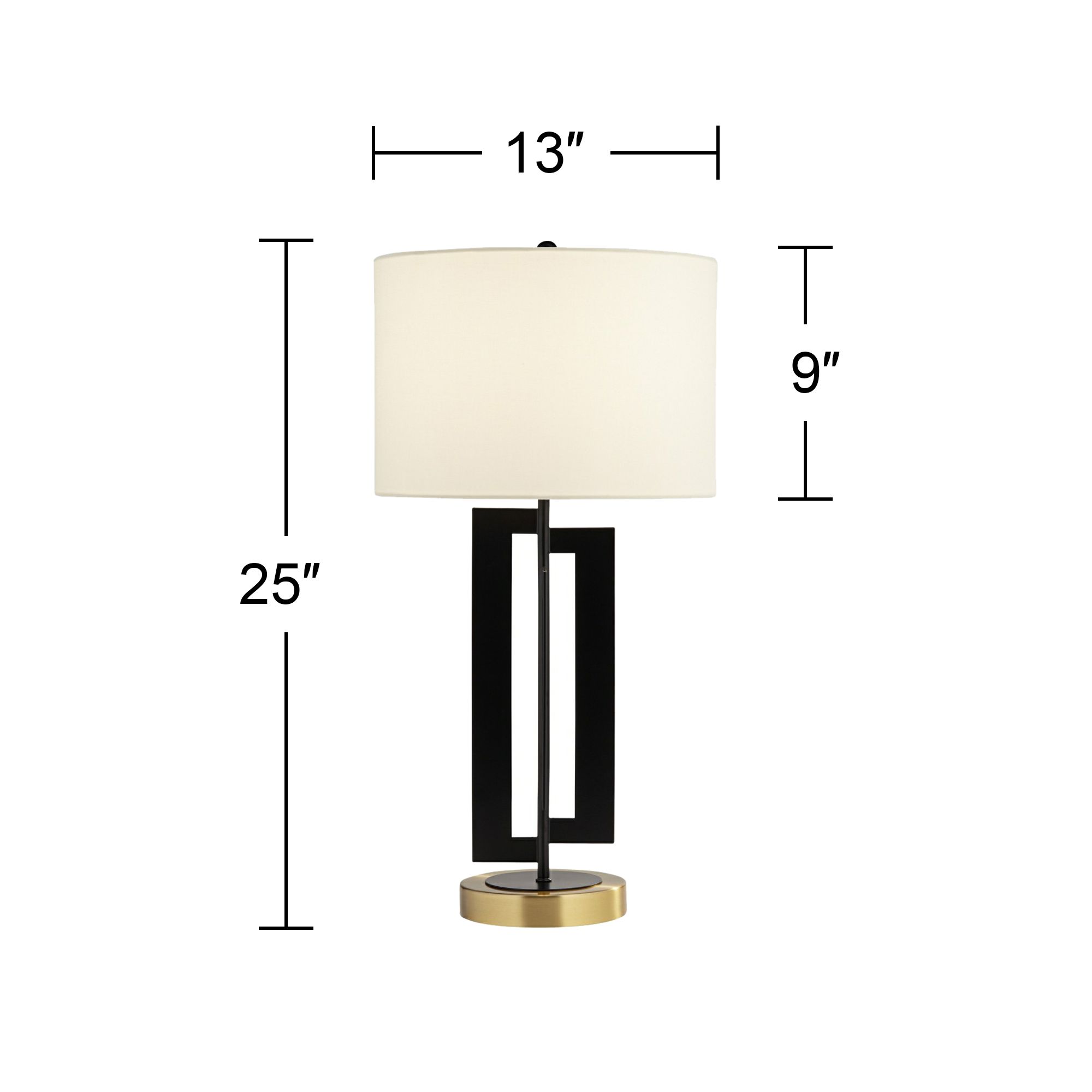 Razor 25" High Modern Black and Brass Metal Table Lamp
