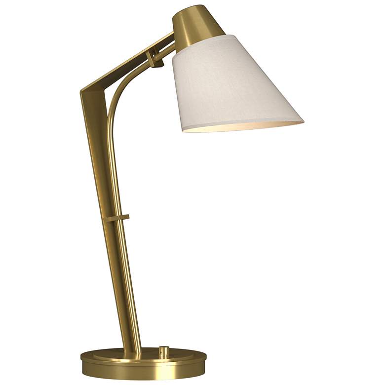 Image 1 Reach 21.9" High Modern Brass Table Lamp With Flax Shade