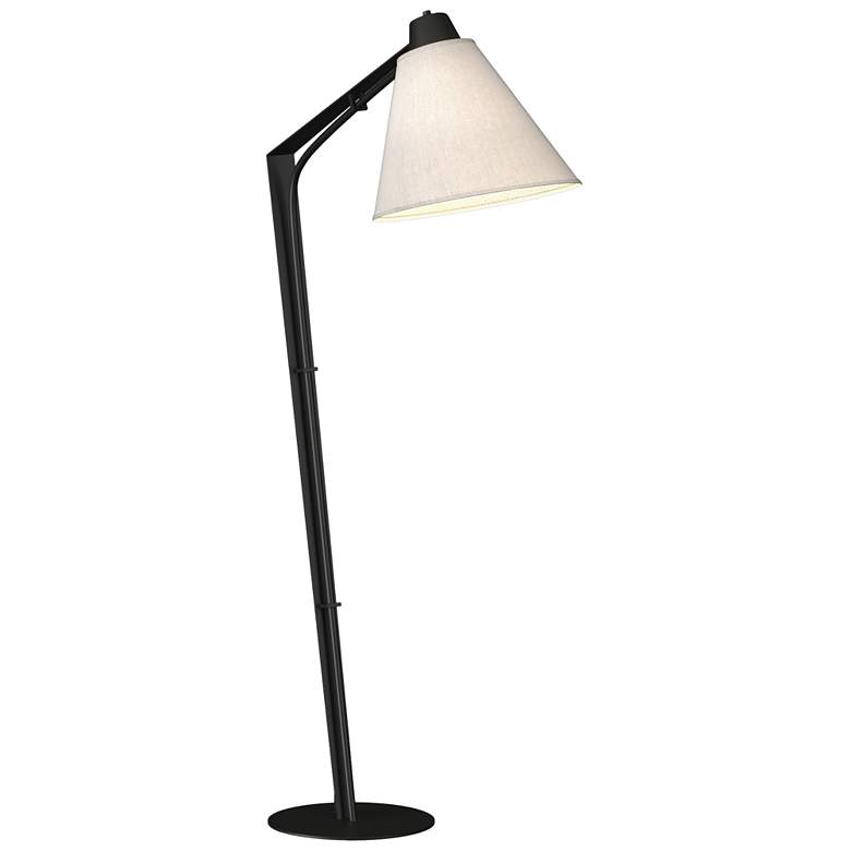 Image 1 Reach 55.2 inch High Black Floor Lamp With Flax Shade