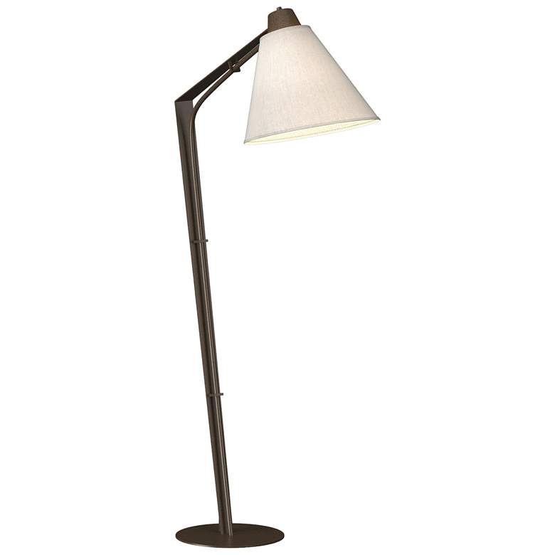 Image 1 Reach 55.2 inch High Bronze Floor Lamp With Flax Shade
