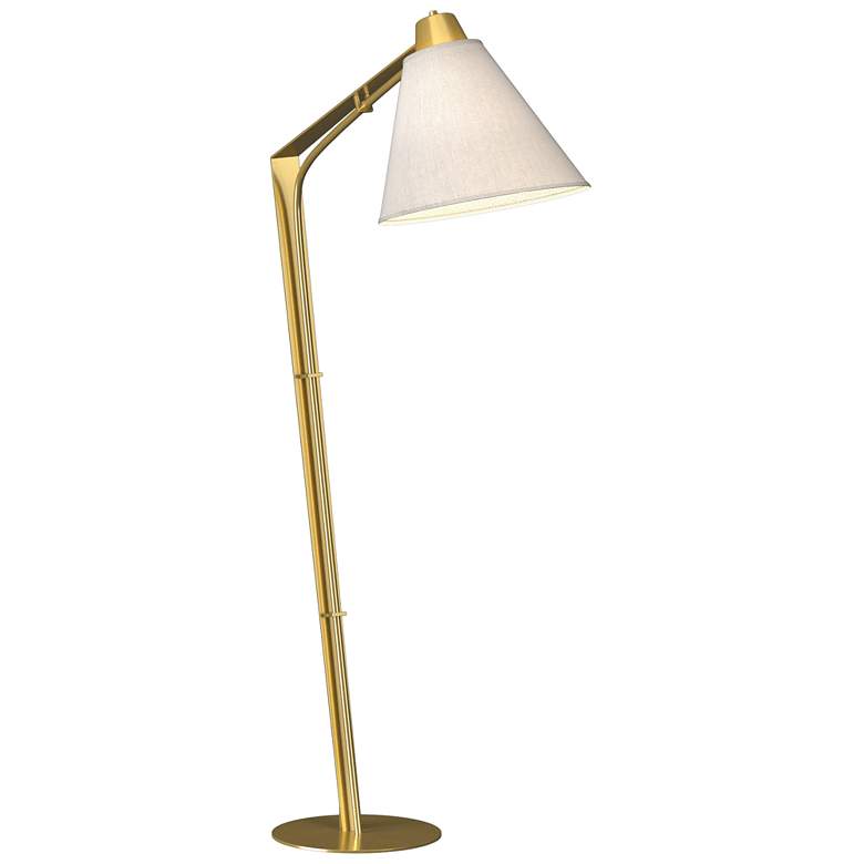 Image 1 Reach 55.2 inch High Modern Brass Floor Lamp With Flax Shade