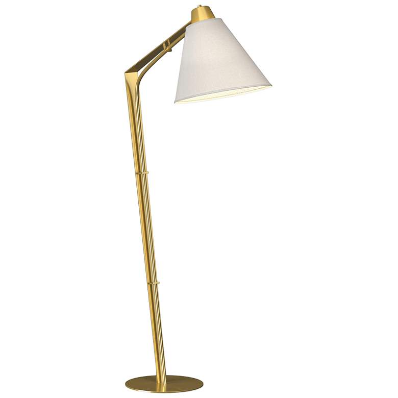 Image 1 Reach 55.2" High Modern Brass Floor Lamp With Natural Anna Shade