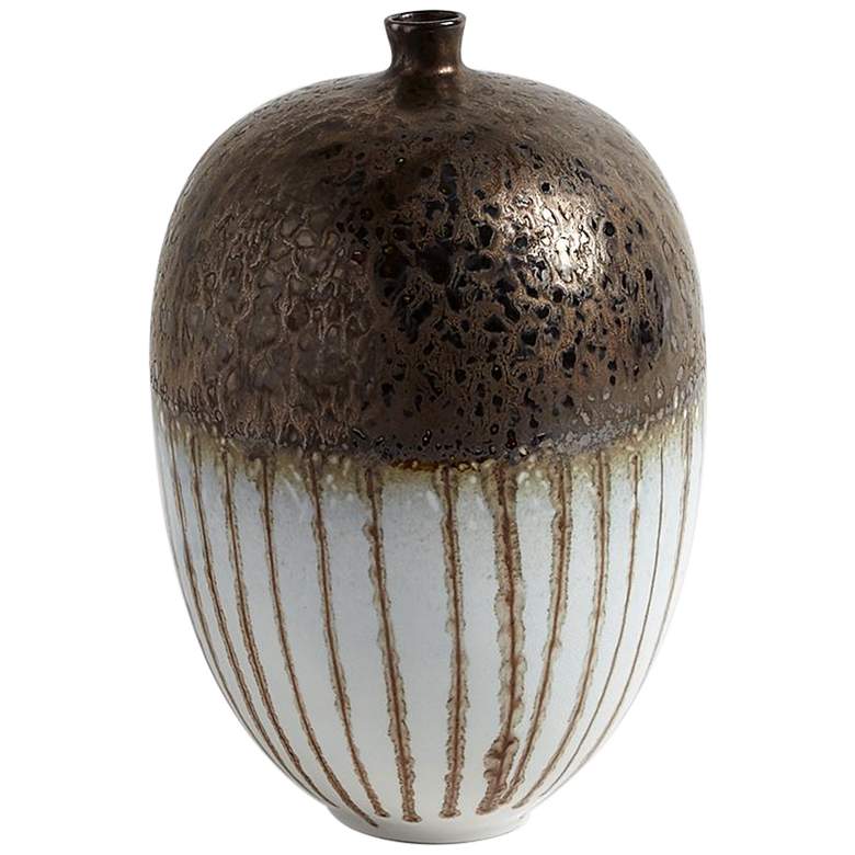 Image 1 Reactive Bronze Stripe 11 1/2" High Porcelain Vessel