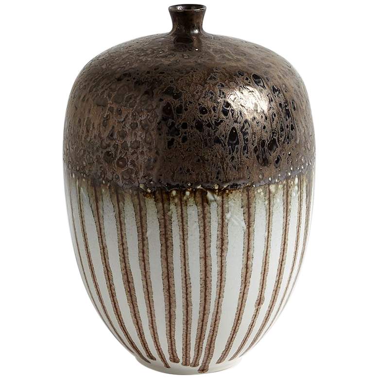 Image 1 Reactive Bronze Stripe 13" High Porcelain Vessel