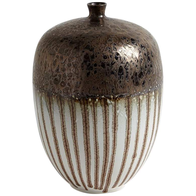 Image 1 Reactive Bronze Stripe 13 inch High Porcelain Vessel