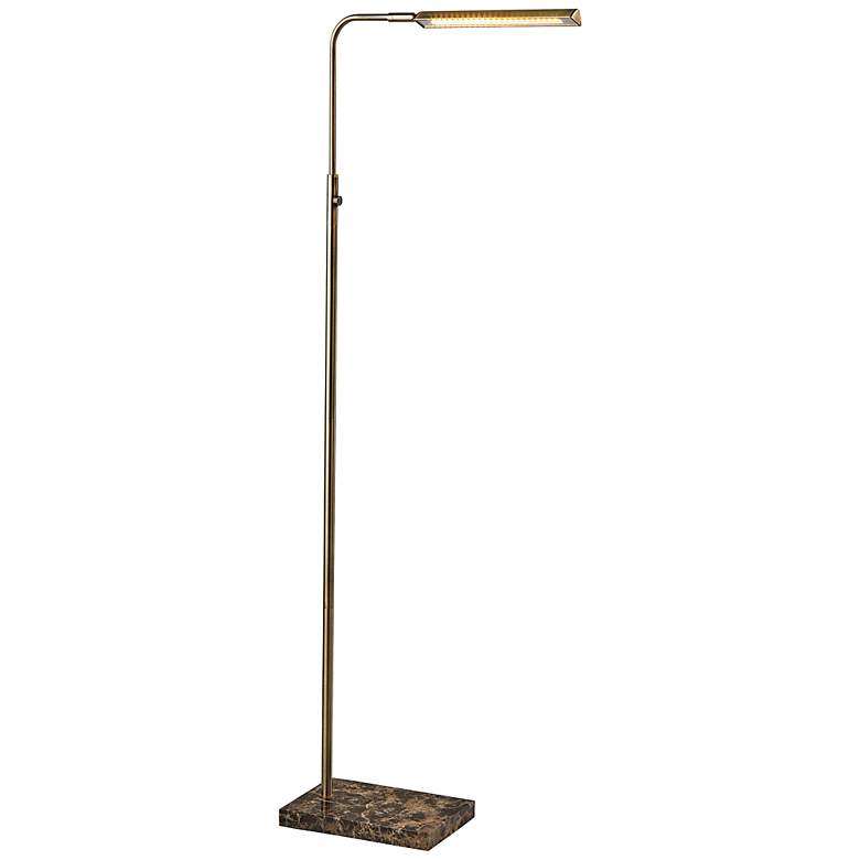 Image 1 Reader Antique Brass Adjustable LED Floor Lamp