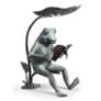 Reading Frog 18 1/2" High Birdfeeder Statue with LED Light