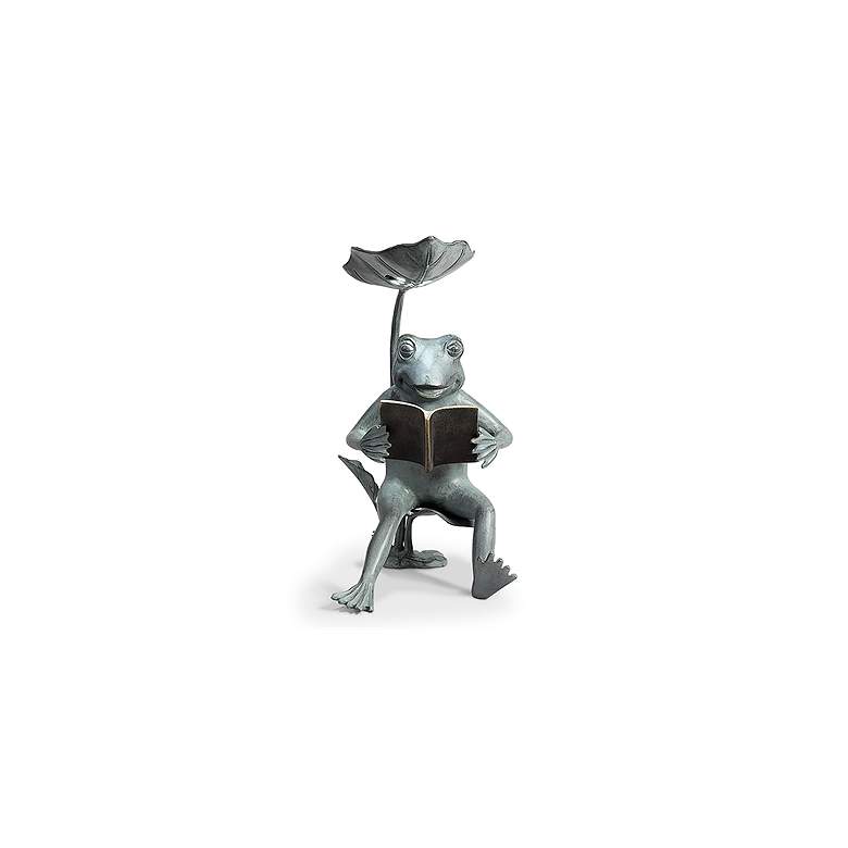 Image 4 Reading Frog 18 1/2" High Birdfeeder Statue with LED Light more views