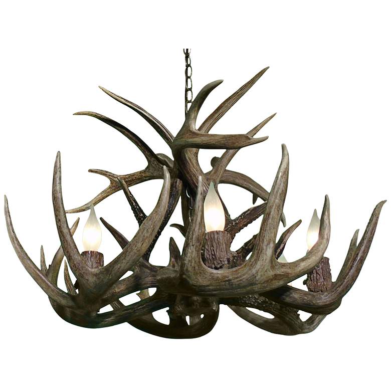 Image 1 Real Antler 24 inch Wide Natural Brown 6-Light Chandelier