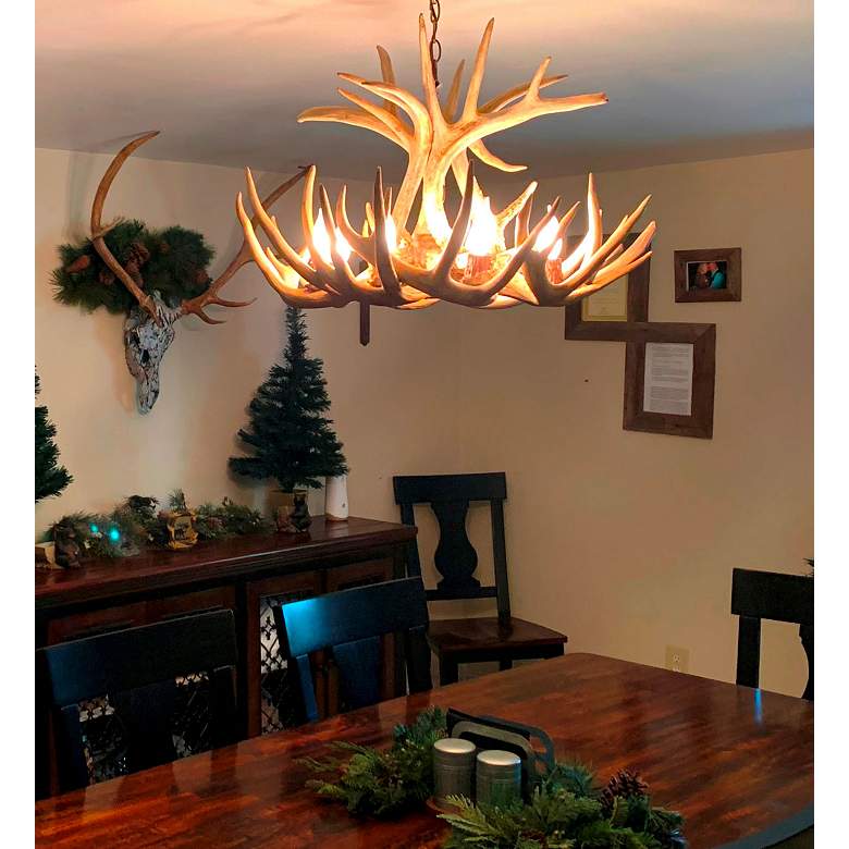 Image 3 Real Antler 24 inch Wide Natural Brown 6-Light Chandelier more views