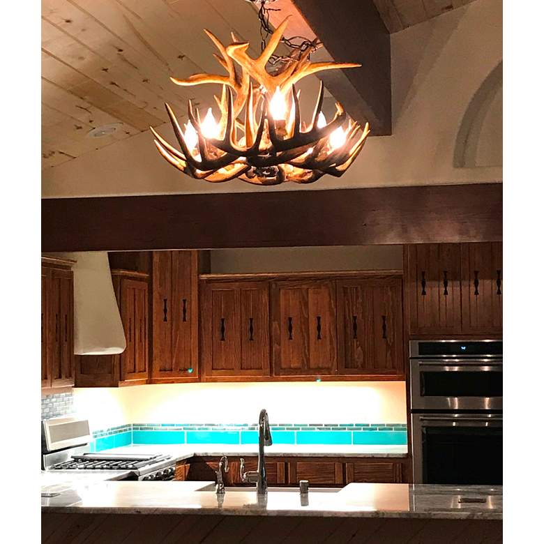 Image 4 Real Antler 24 inch Wide Natural Brown 6-Light Chandelier more views