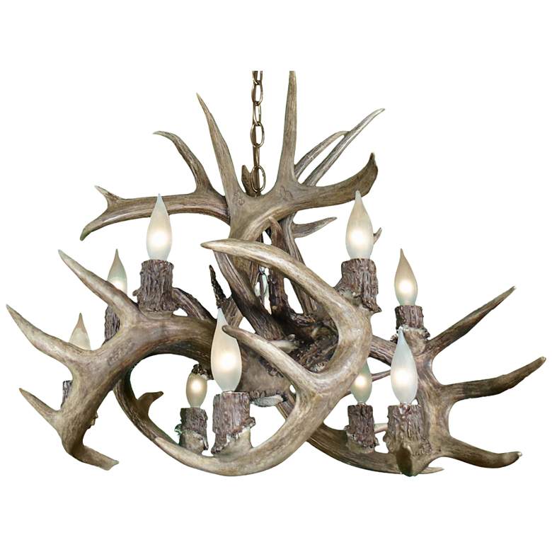 Image 1 Real Antler 25" Wide Natural Brown 10-Light Chandelier