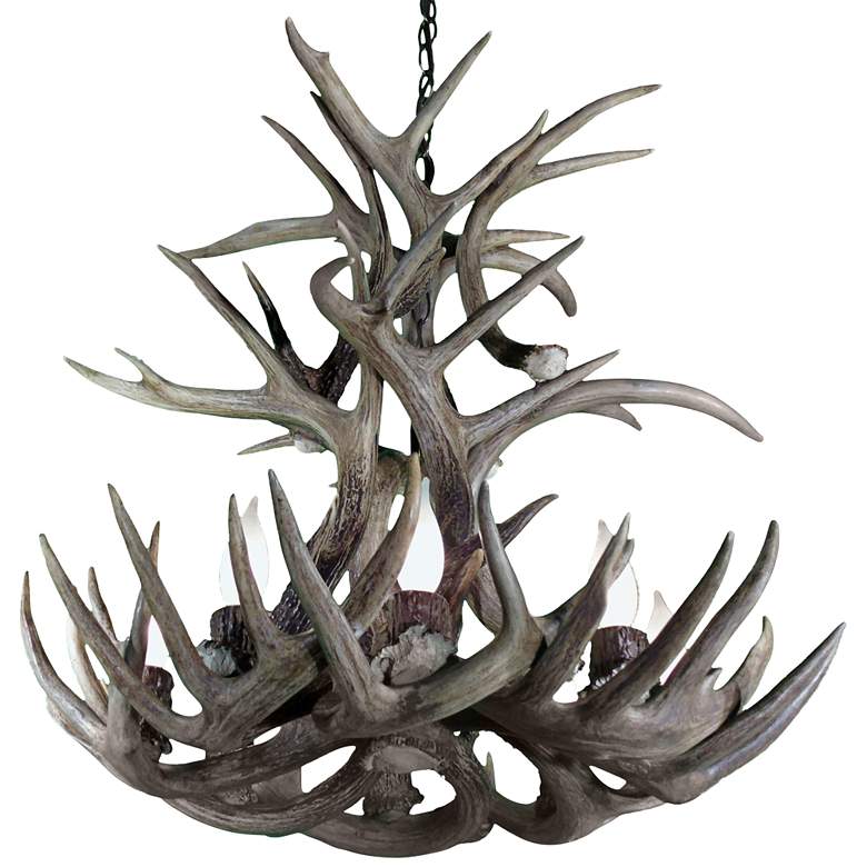 Image 1 Real Antler 25" Wide Natural Brown 9-Light Chandelier