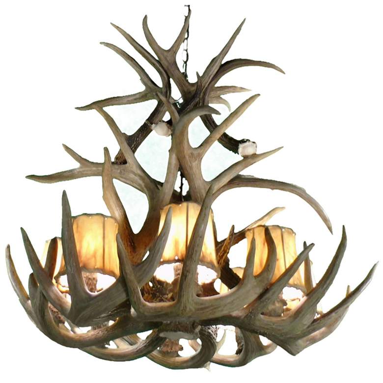 Image 2 Real Antler 25 inch Wide Natural Brown 9-Light Chandelier more views
