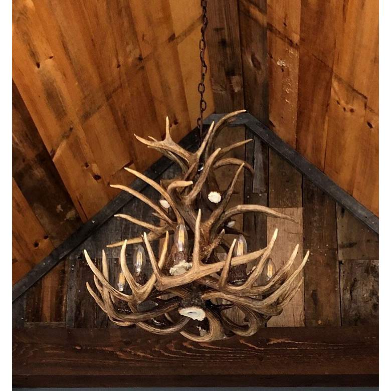Image 3 Real Antler 25 inch Wide Natural Brown 9-Light Chandelier more views