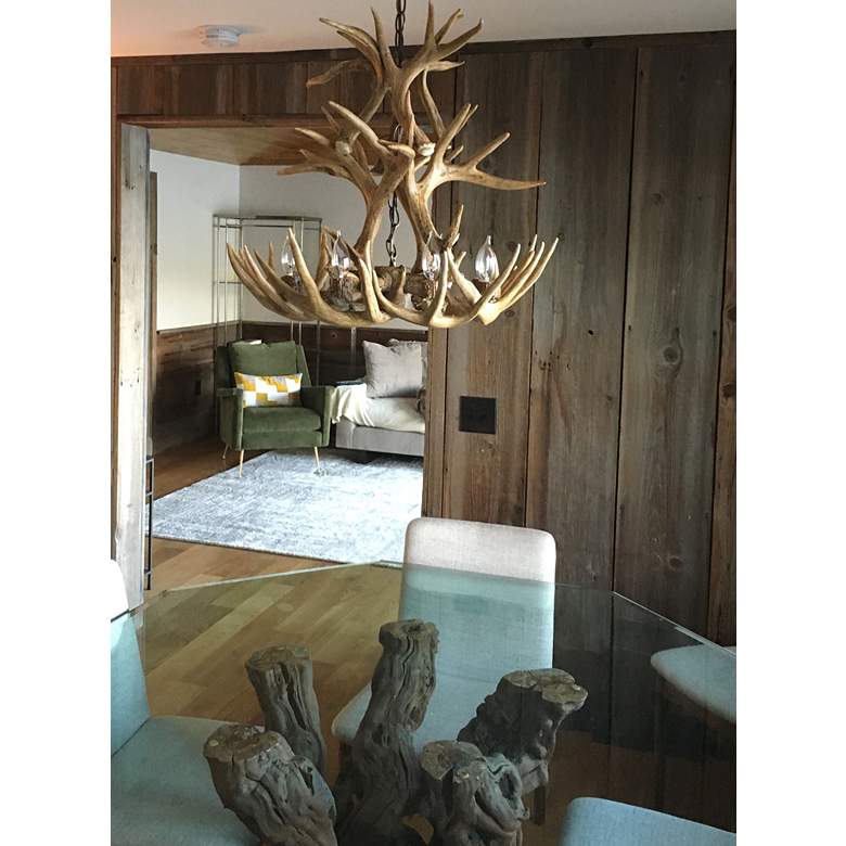 Image 4 Real Antler 25 inch Wide Natural Brown 9-Light Chandelier more views