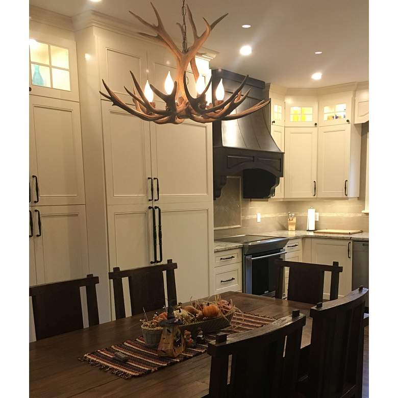 Image 3 Real Antler 29 inch Wide Natural Brown 6-Light Chandelier more views