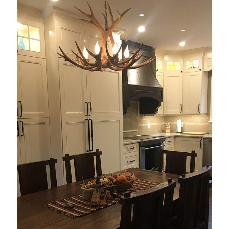 Image 3 Real Antler 29" Wide Natural Brown 6-Light Chandelier more views
