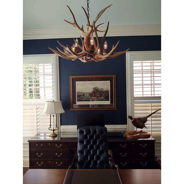 Image 4 Real Antler 29 inch Wide Natural Brown 6-Light Chandelier more views