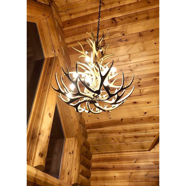 Image 4 Real Antler 29 inch Wide Natural Brown 9-Light Chandelier more views