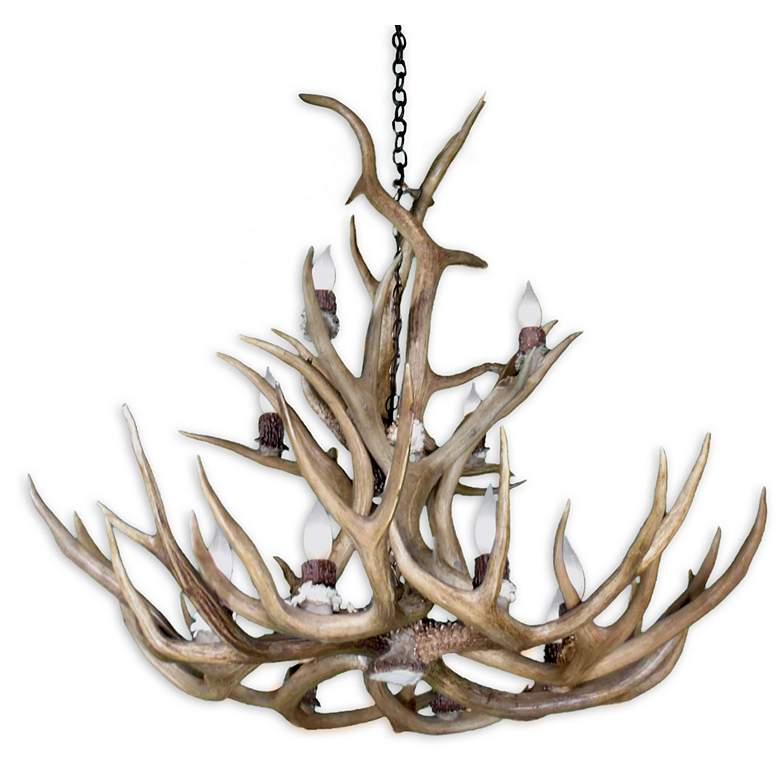 Image 2 Real Antler 39 inch Wide Natural Brown 12-Light Chandelier more views