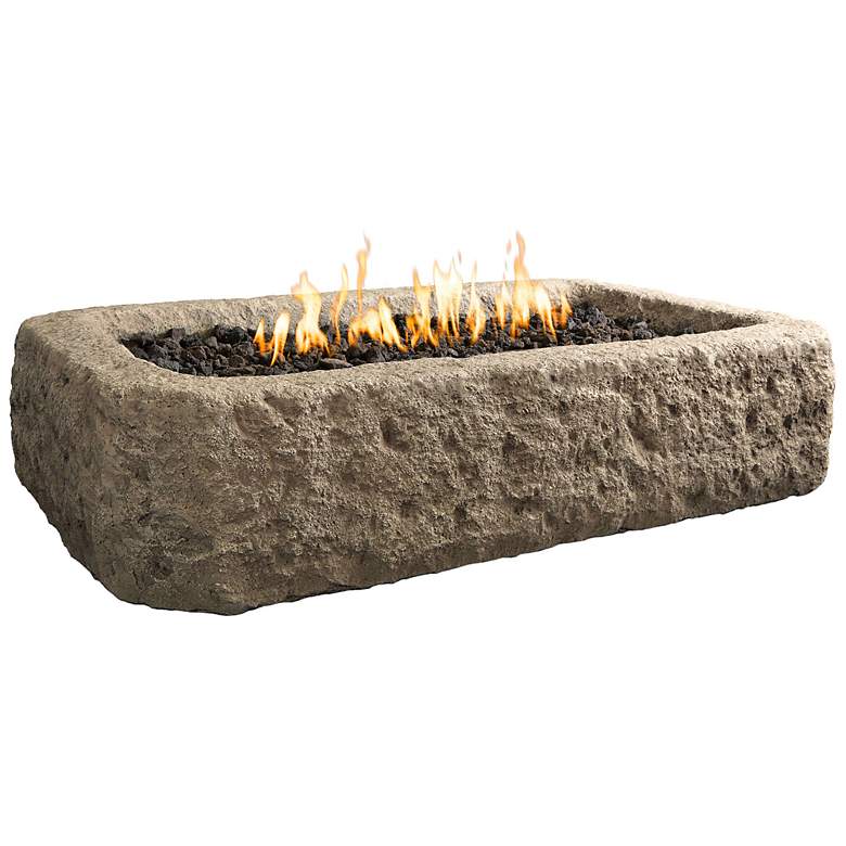 Image 1 Real Flame 53 inch-W Antique Stone Rectangular Outdoor Fire Pit