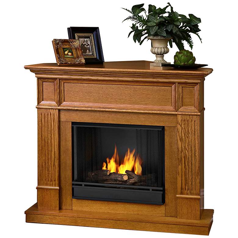 Image 1 Real Flame Camden Light Oak Mantel Gel Fireplace