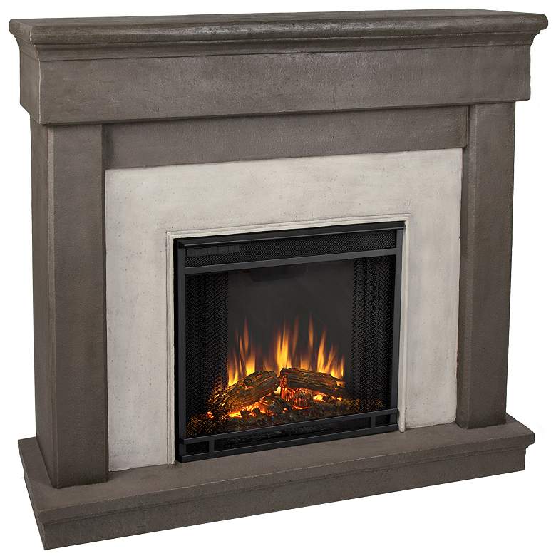 Image 1 Real Flame Cascade Dune Stone Electric Cast Fireplace