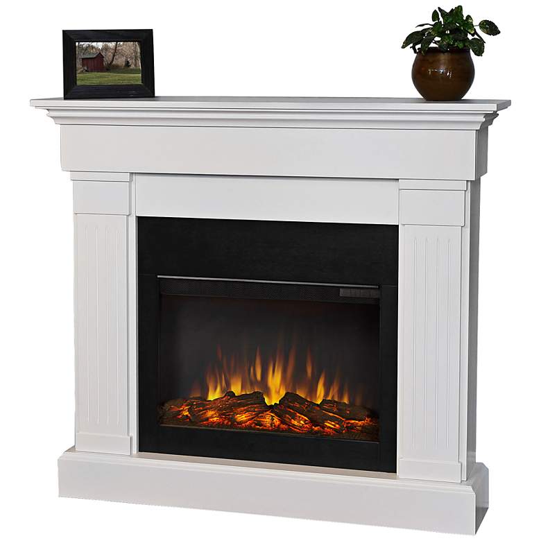 Image 1 Real Flame Crawford Slim Line White Electric Fireplace