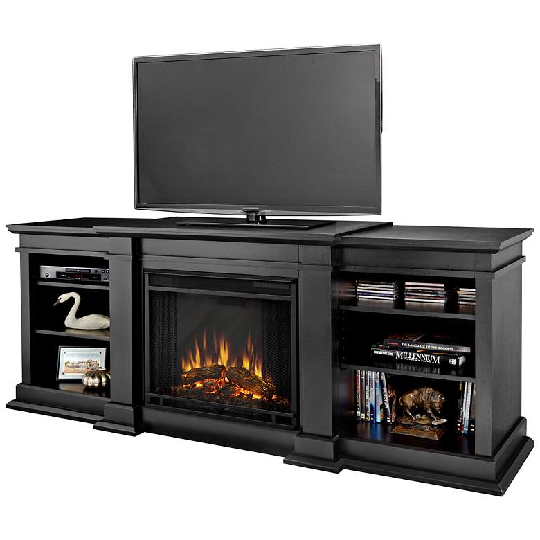 Image 1 Real Flame Fresno Black Entertainment Electric Fireplace
