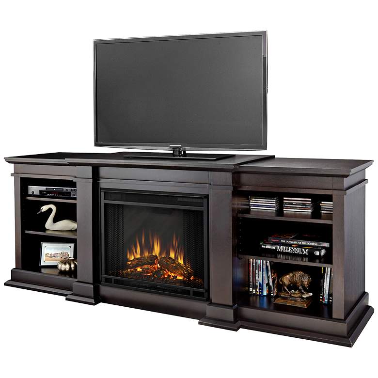 Image 1 Real Flame Fresno Walnut Entertainment Electric Fireplace