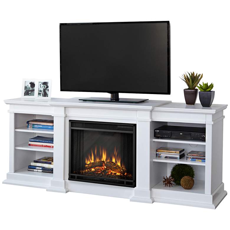 Image 1 Real Flame Fresno White Entertainment Electric Fireplace