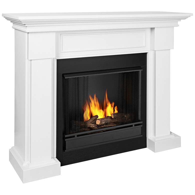 Image 1 Real Flame Hillcrest Wood Mantel White Gel Fireplace