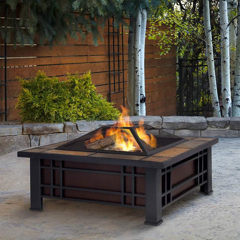 Image 1 Real Flame Lafayette Black Wood-Burning Fire Pit