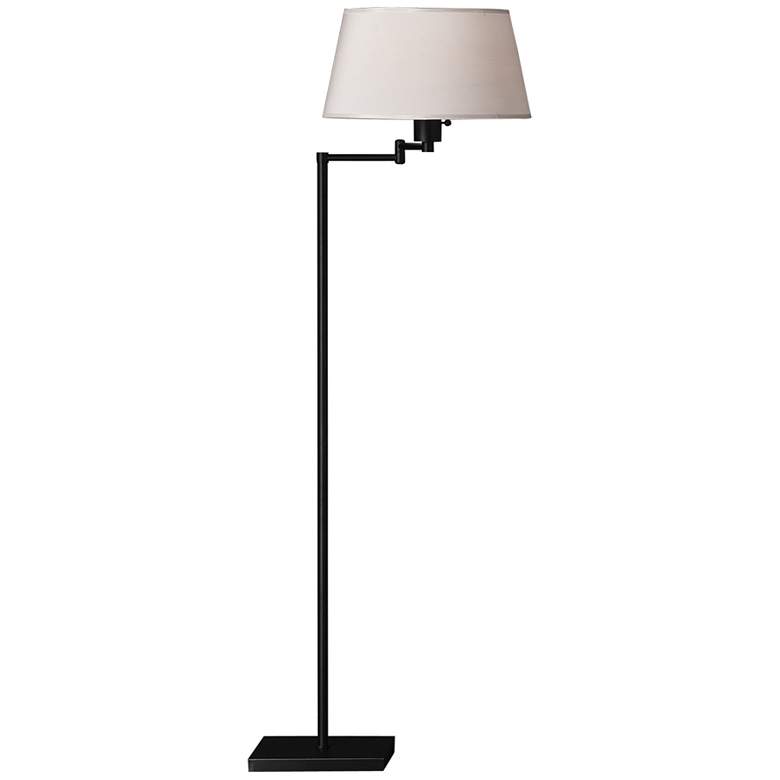 Image 1 Real Simple 55.5 inch Swing Arm Floor Lamp in Matte Black w/White Fabric S