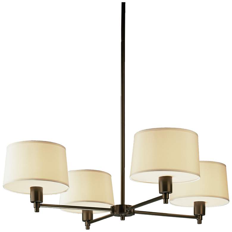 Image 1 Real Simple Chandelier 27 inch 4 Light Bronze Finish Fabric Shades