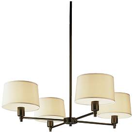 Image1 of Real Simple Chandelier 27" 4 Light Bronze Finish Fabric Shades