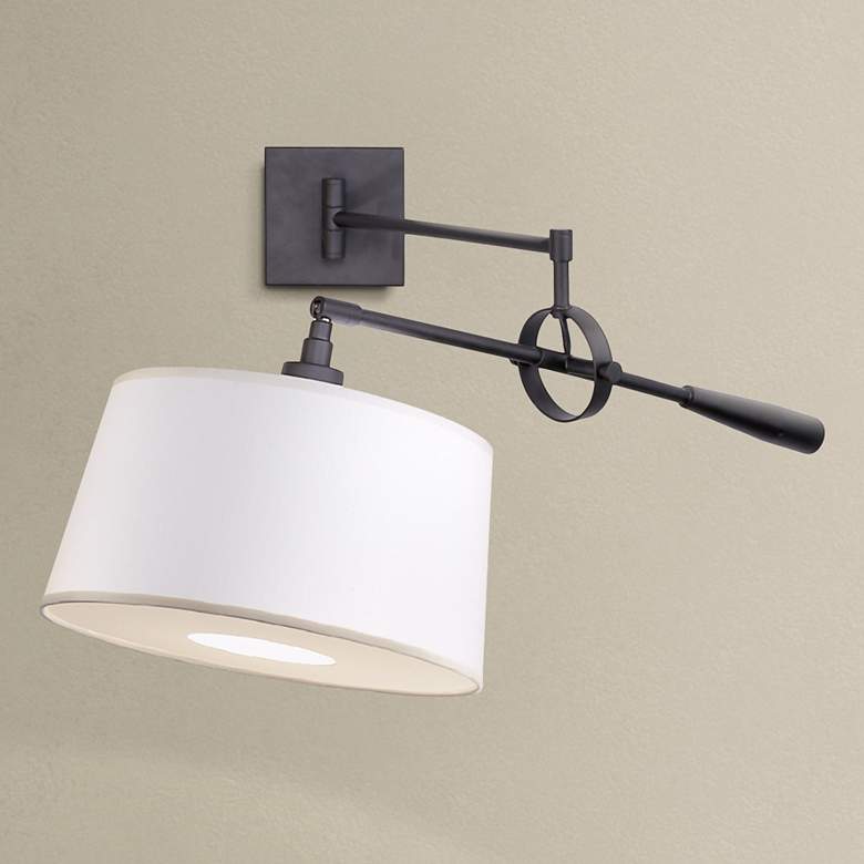 Image 1 Real Simple Matte Black Wall Boom Plug-In Swing Arm