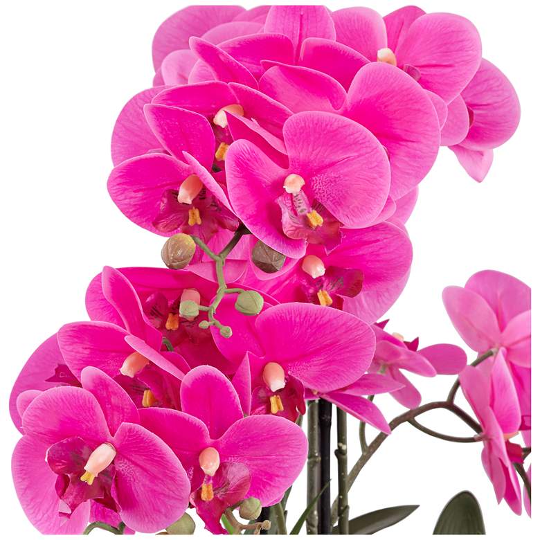 Image 3 Real Touch Pink Orchid 28" High Faux Flowers in White Pot more views