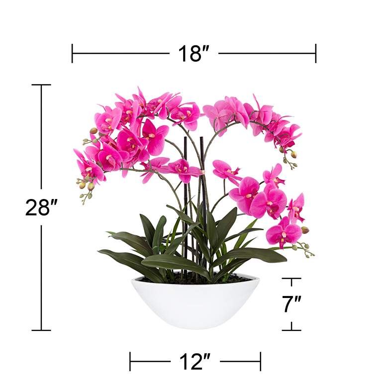 Image 6 Real Touch Pink Orchid 28" High Faux Flowers in White Pot more views