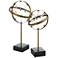 Realm 22" High Plated Brass Spherical Sculptures Set of 2