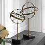 1_Realm 22" High Plated Brass Spherical Sculptures Set of 2